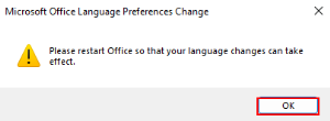 Preferred Language Change Notification 